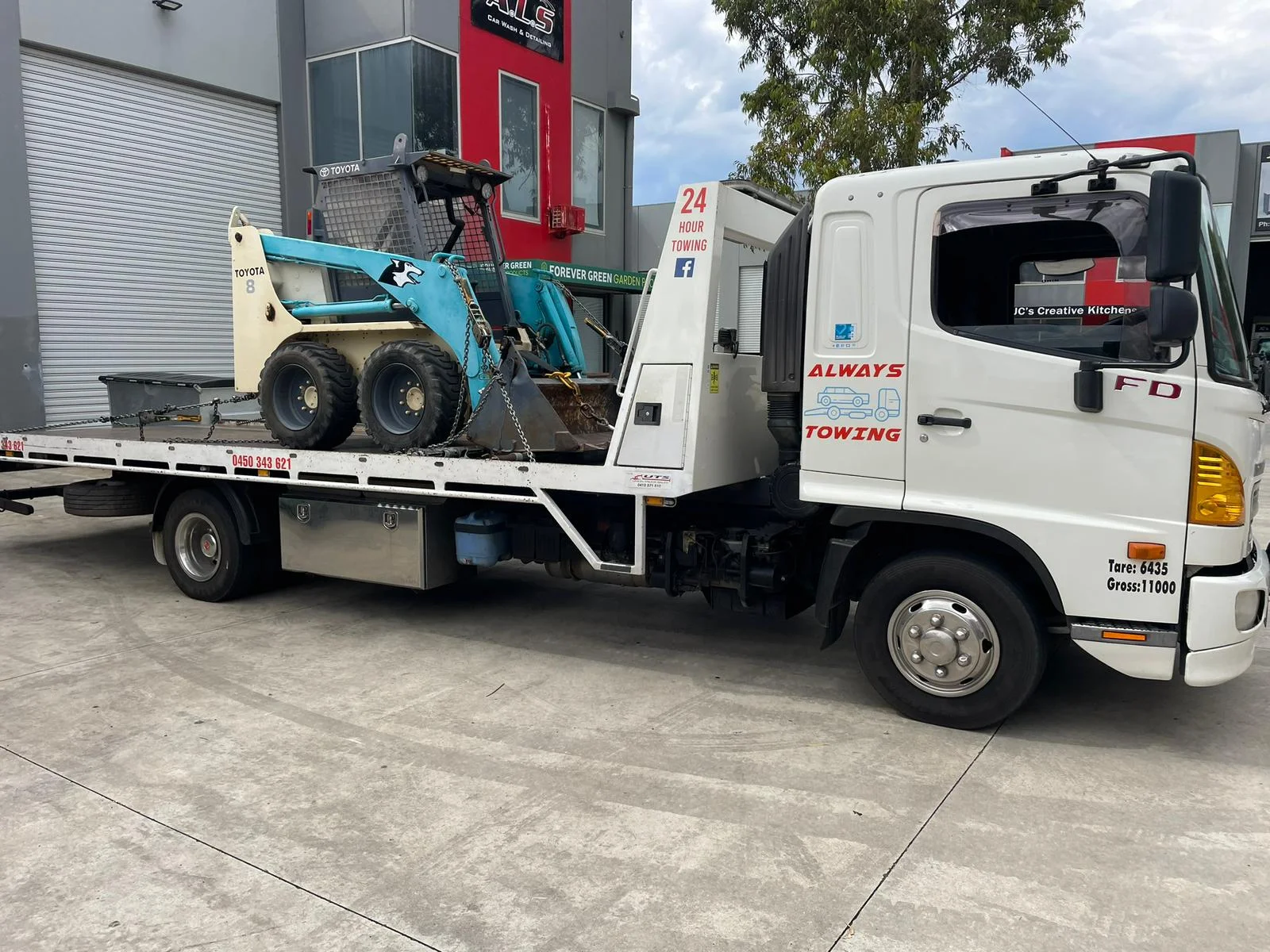 Always Towing Truck Loaded with Toyota Mini Excavator