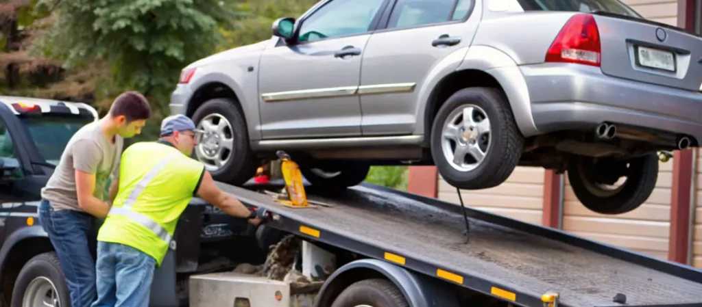 Car towing service in action